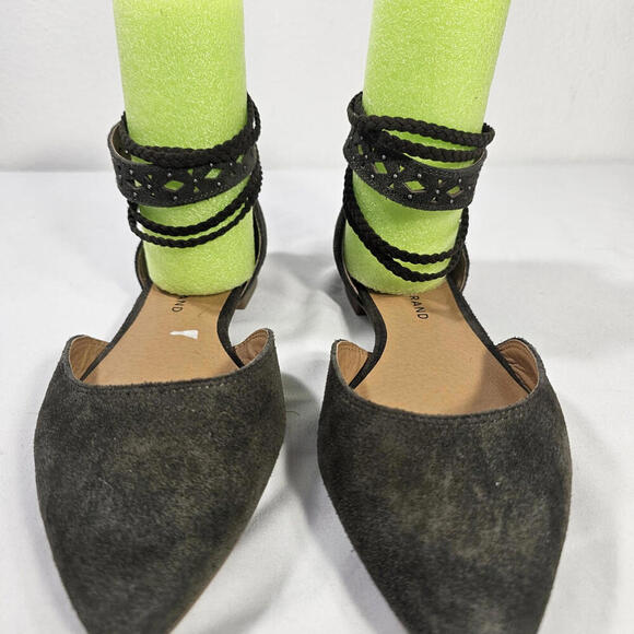 Lucky Brand Madoz Mary Jane Shoes Womens 9M Green Flat Nubuck Leather - Picture 2 of 8